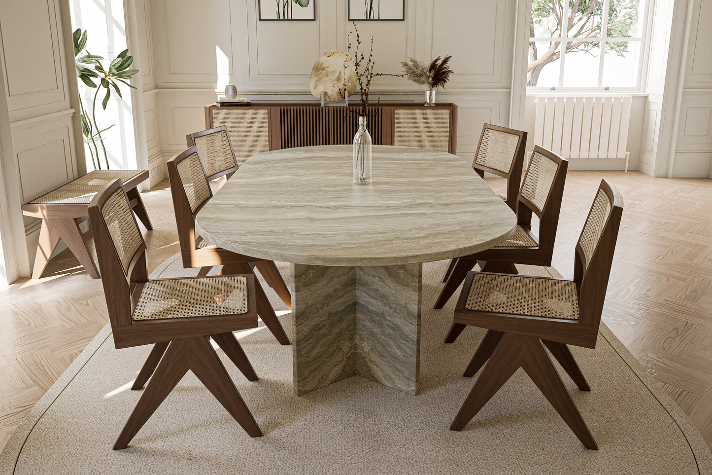 Natural Stone Table with 'V' Base