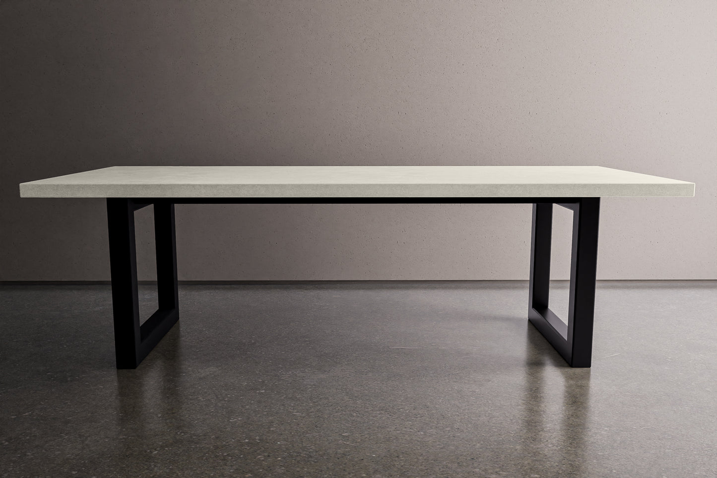 Rectangle Concrete Table with Metal Box Legs