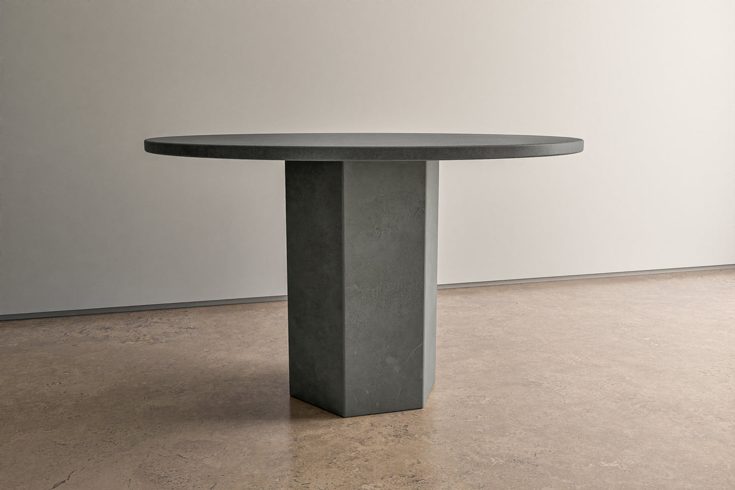 Circular Concrete Table with Hexagonal Pedestal