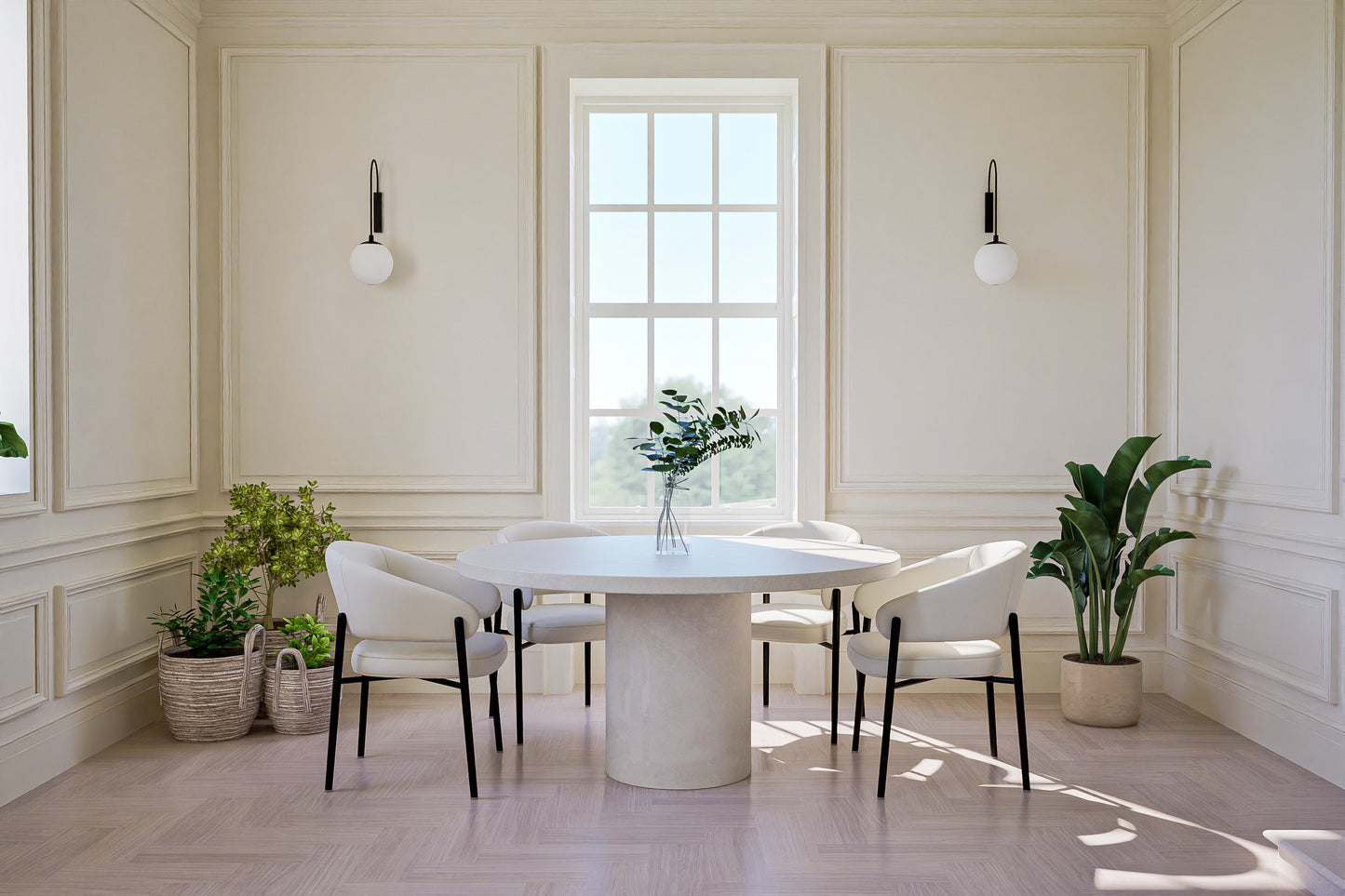 Circular Concrete Table with Central Pedestal