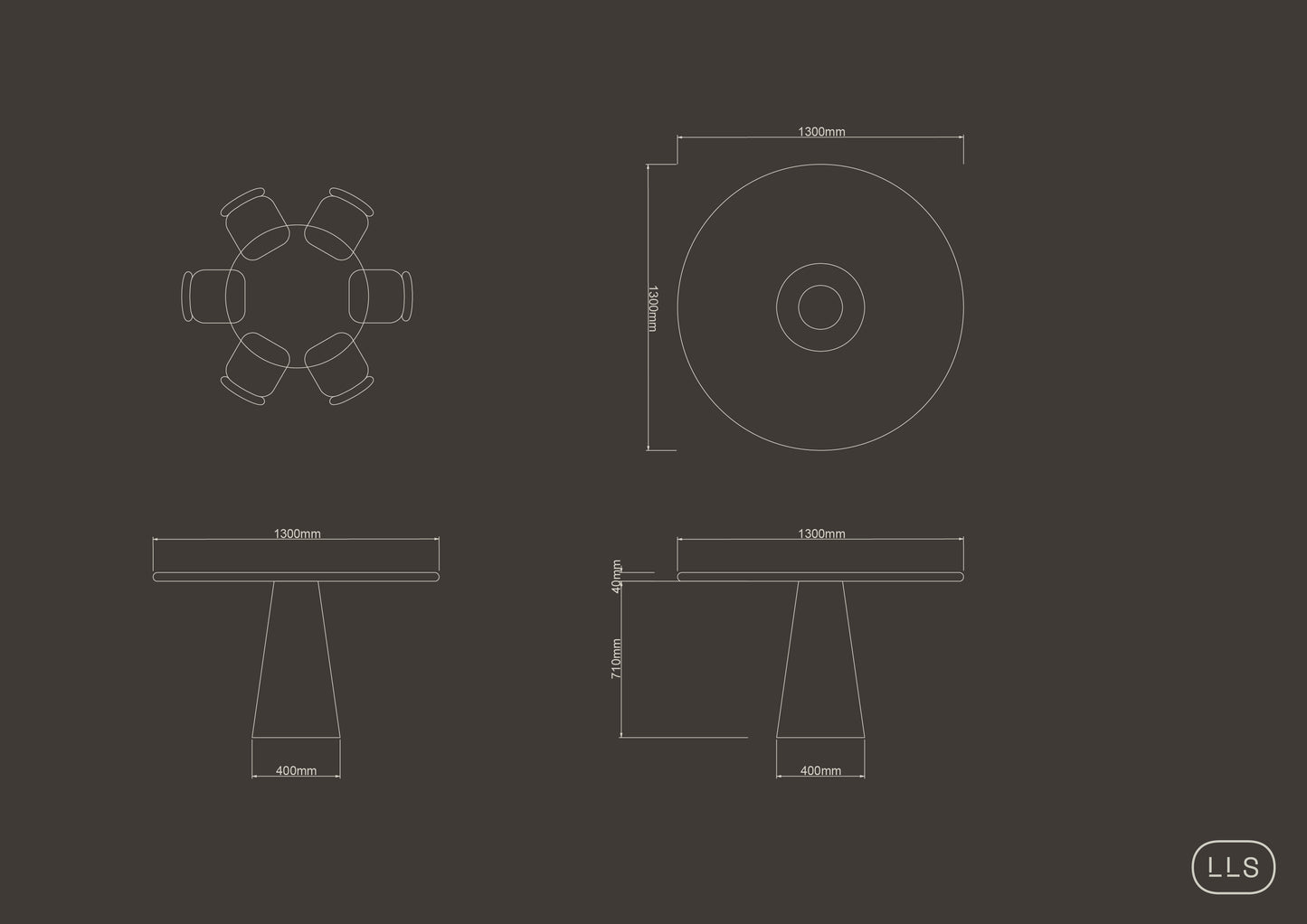 Circular Concrete Table with Cone Base