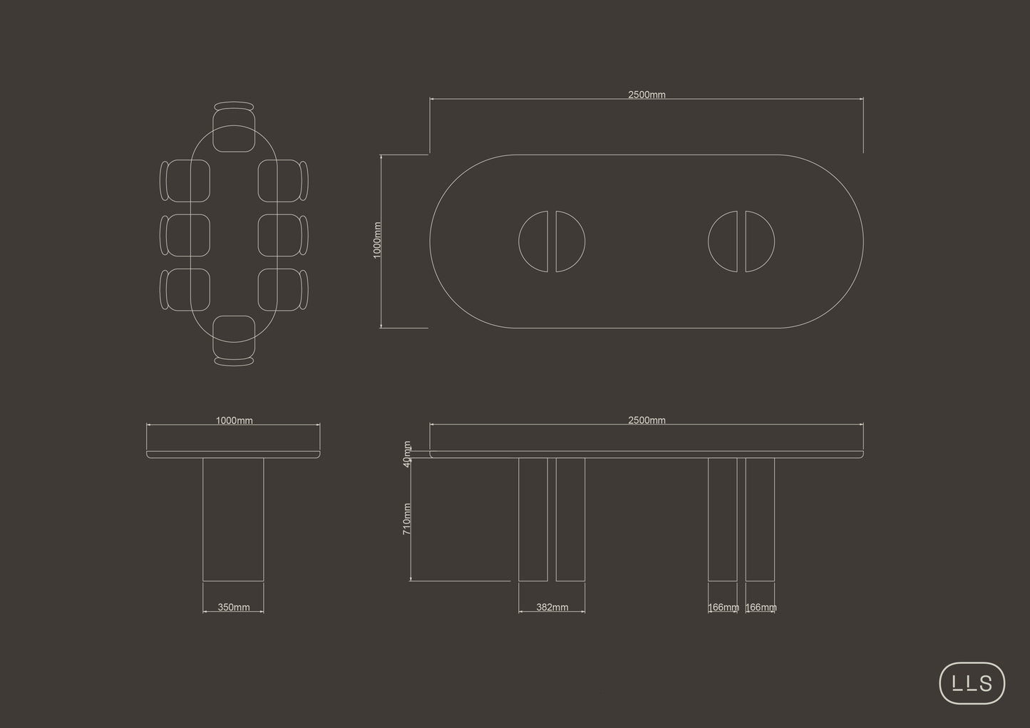 Oval Concrete Table with Contemporary Pedestal Base