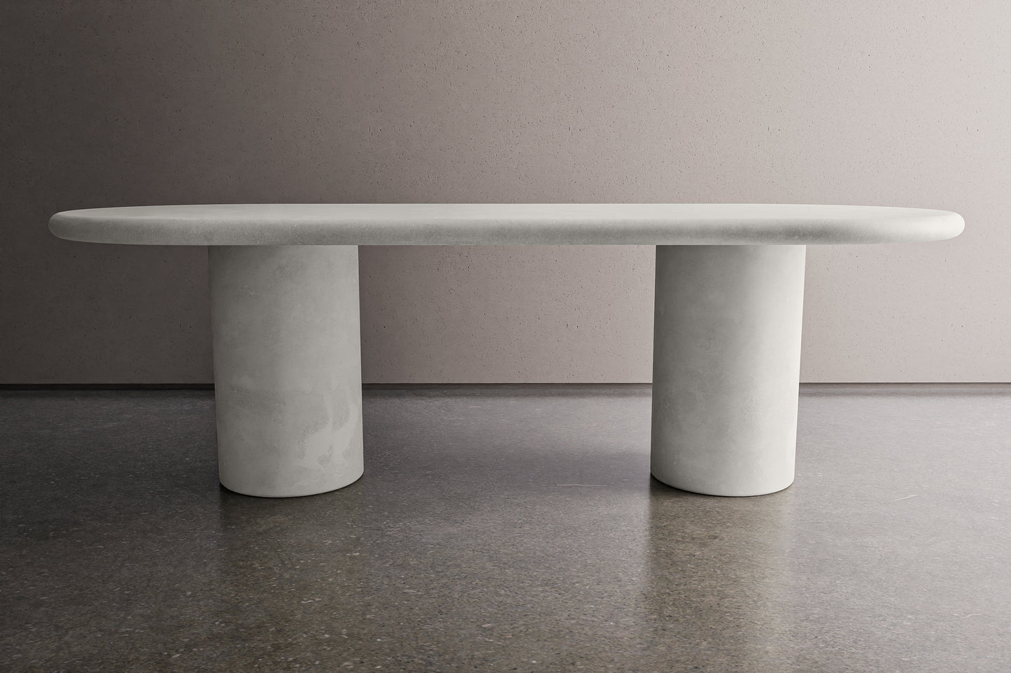 Concrete Oval Table with Cylinder Pedestals