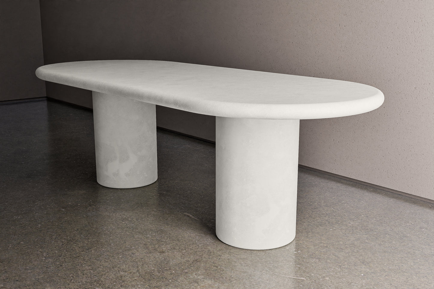 Concrete Oval Table with Cylinder Pedestals