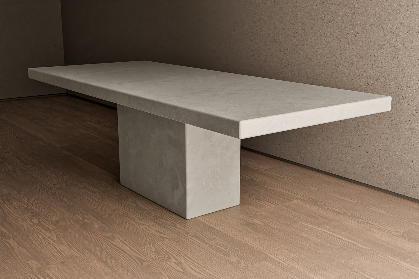 Rectangular Concrete Table with Central Pedestal