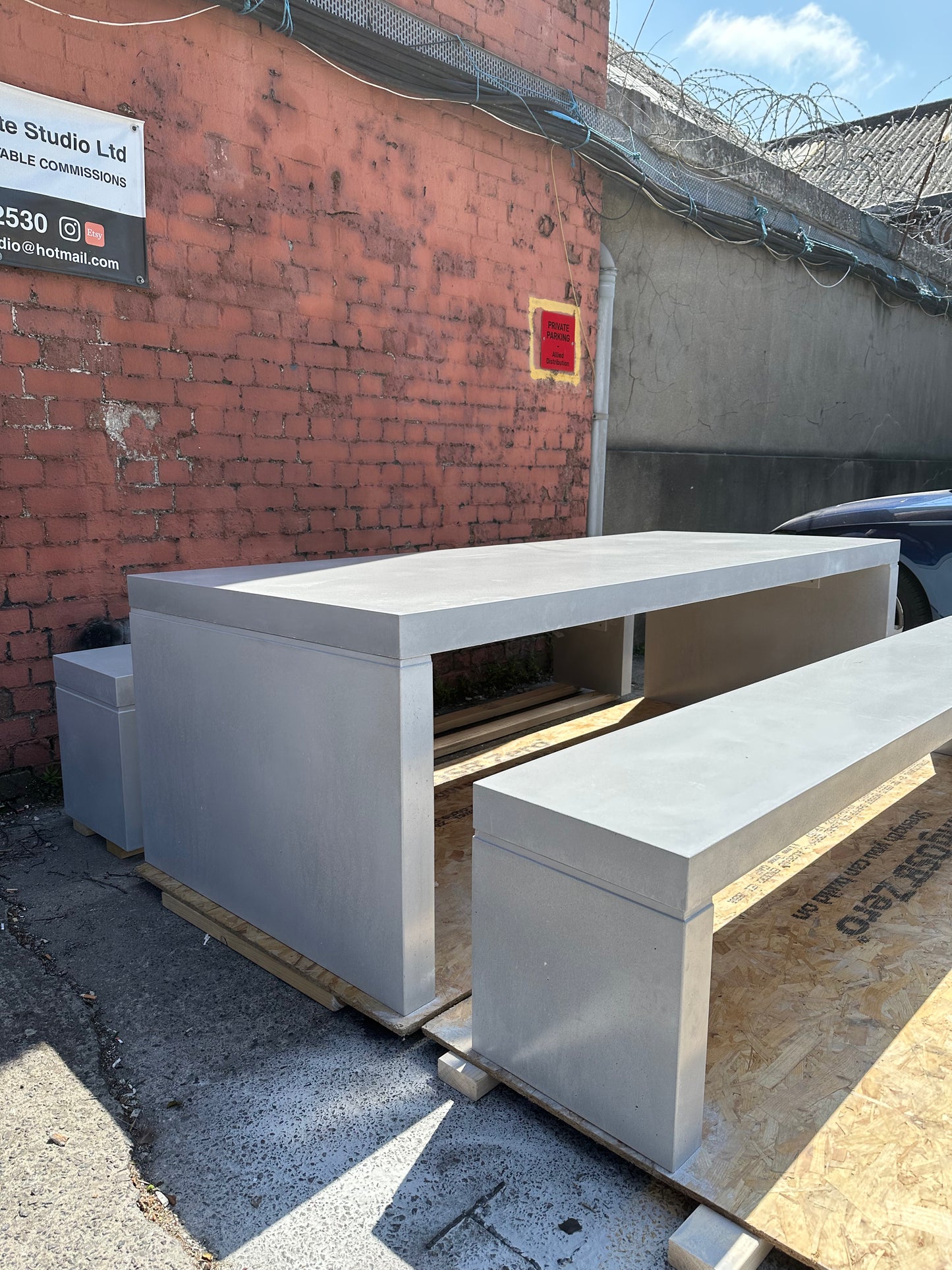 Waterfall Concrete Table Bench Set