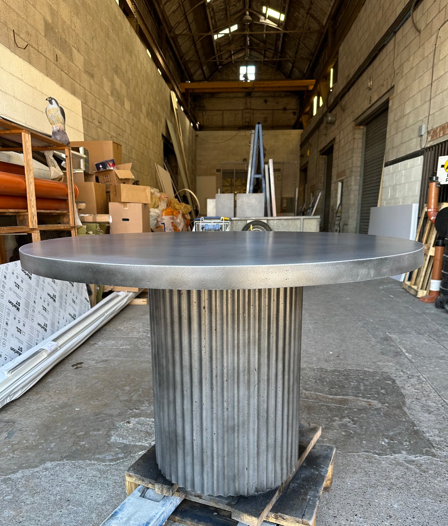 Circular Conrete Table with Corrugated Pedestal