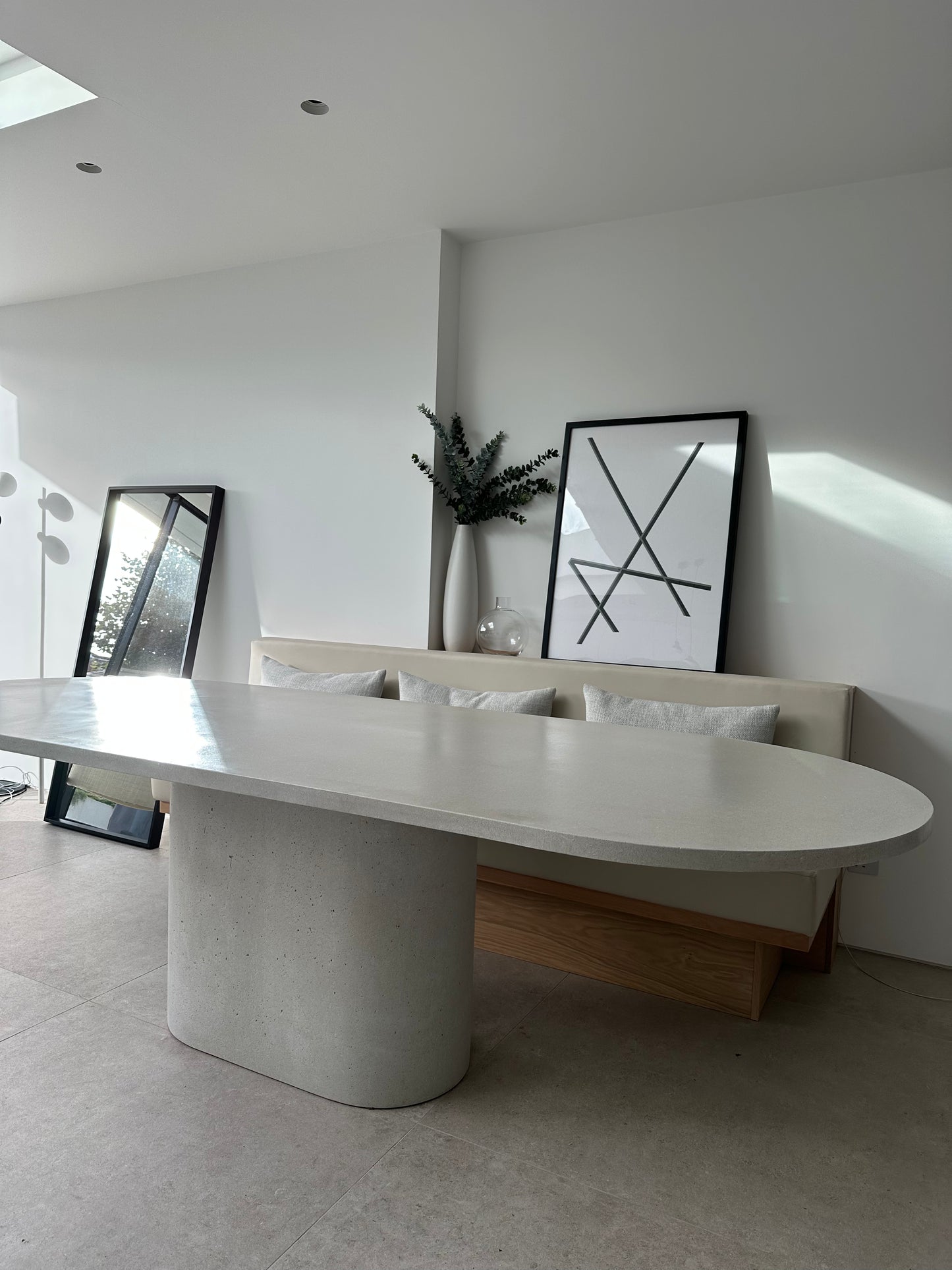 Concrete Oval Table Central Pedestal