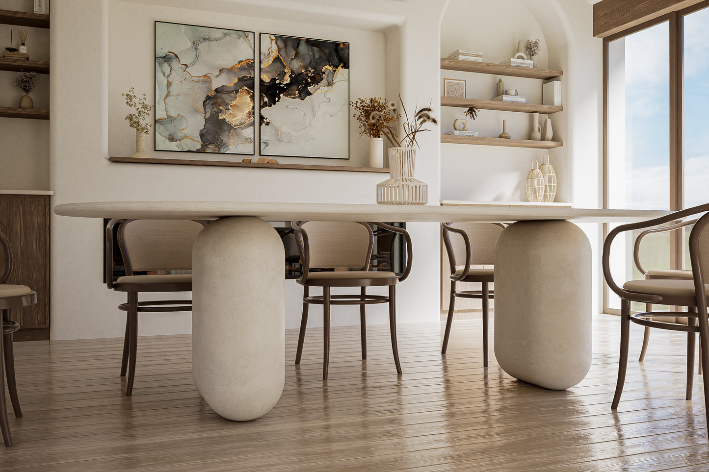 Concrete Oval Pebble Dining Table
