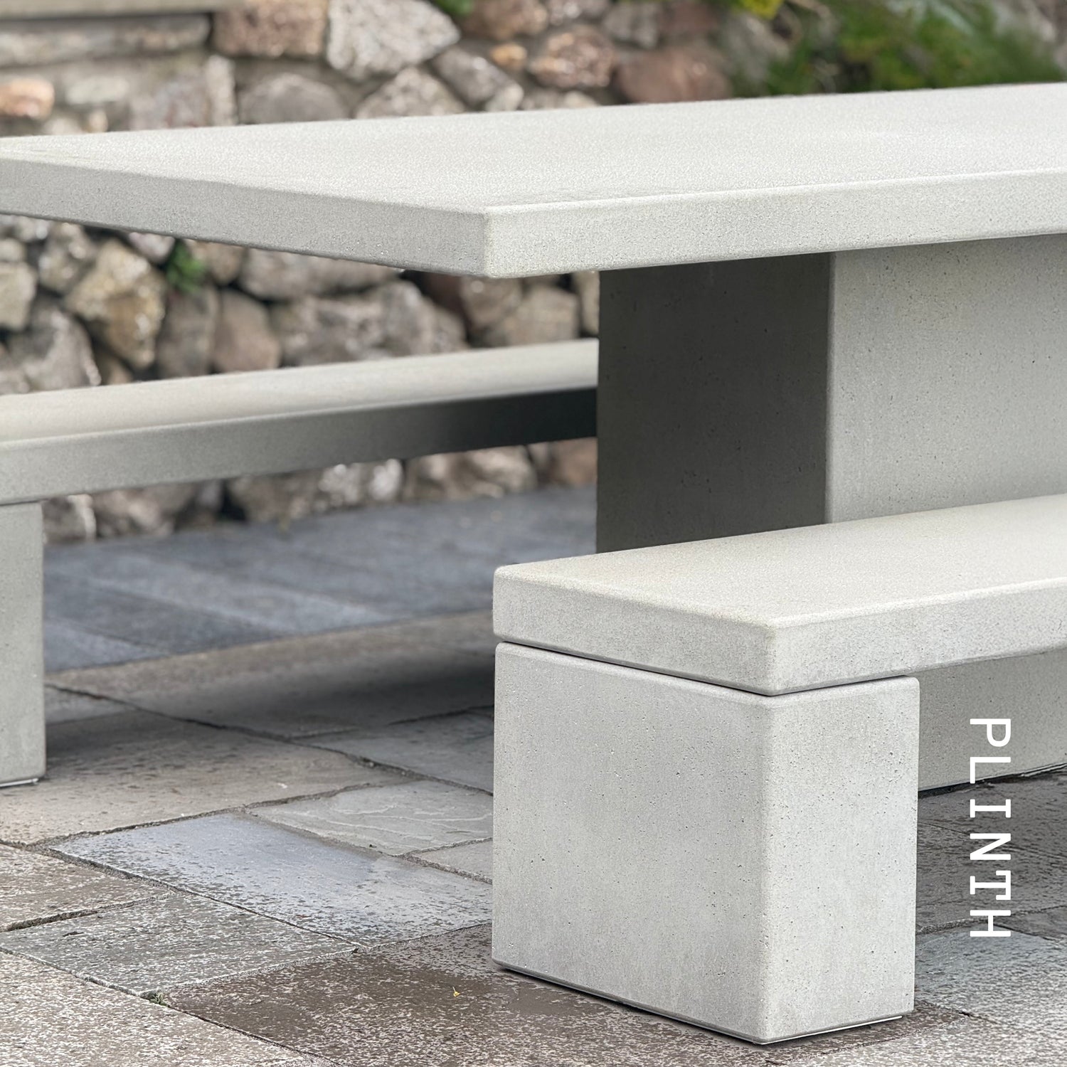 Modern concrete table and bench set made in the UK