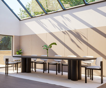 Rectangle Concrete Table with Triple Cylinder Pedestals