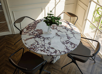 Natural Stone Circle Table with Hexagonal Pedestal