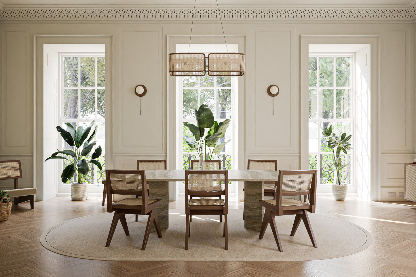 Natural Stone Table with 'V' Base