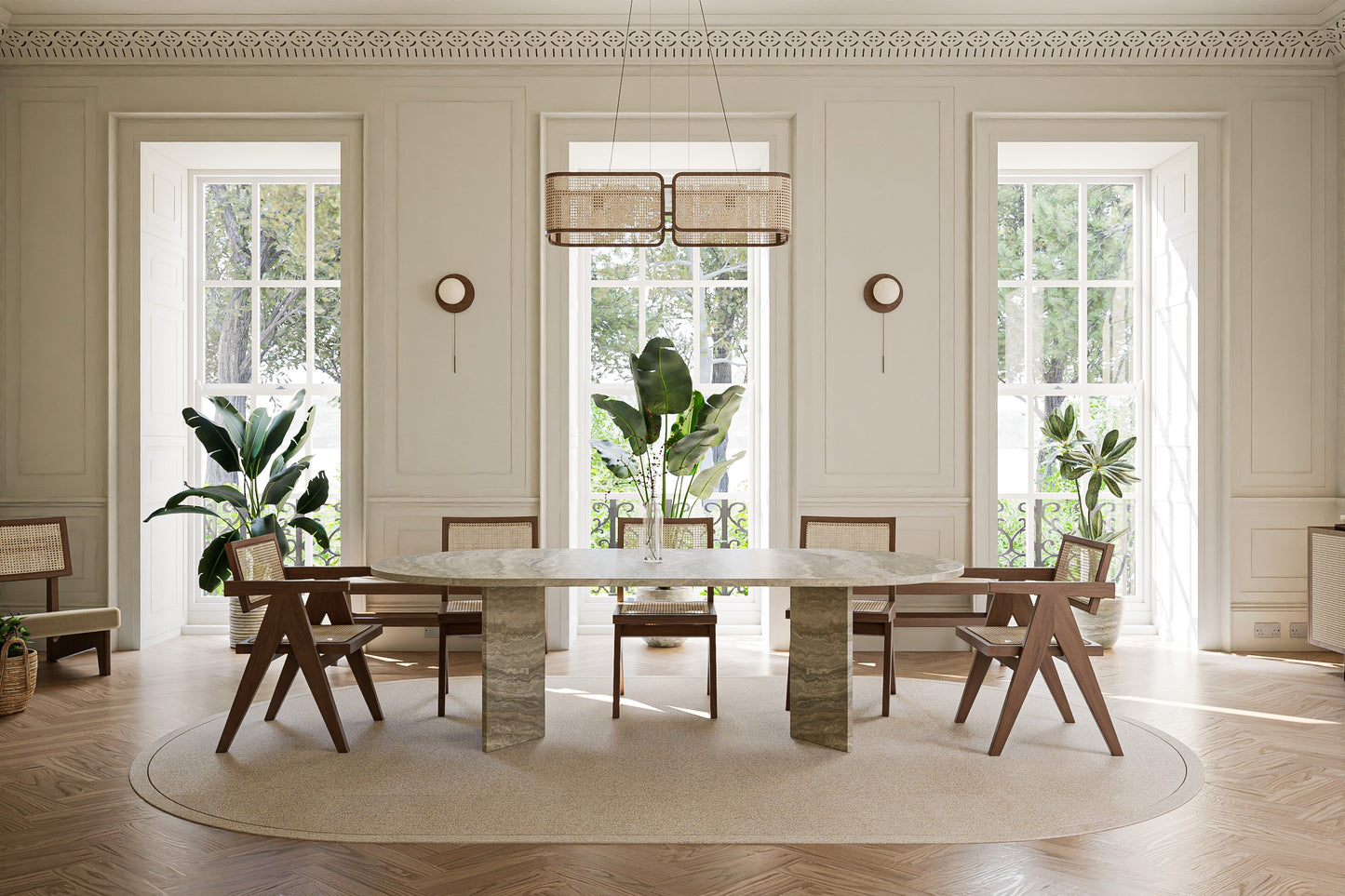 Natural Stone Table with 'V' Base