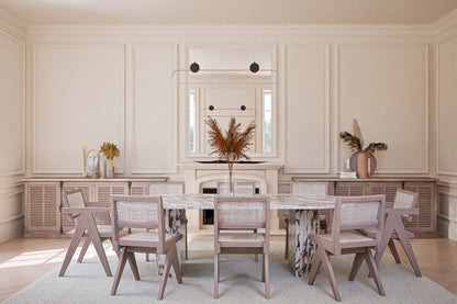 Natural Stone Oval Table with Semi Circle Pedestals