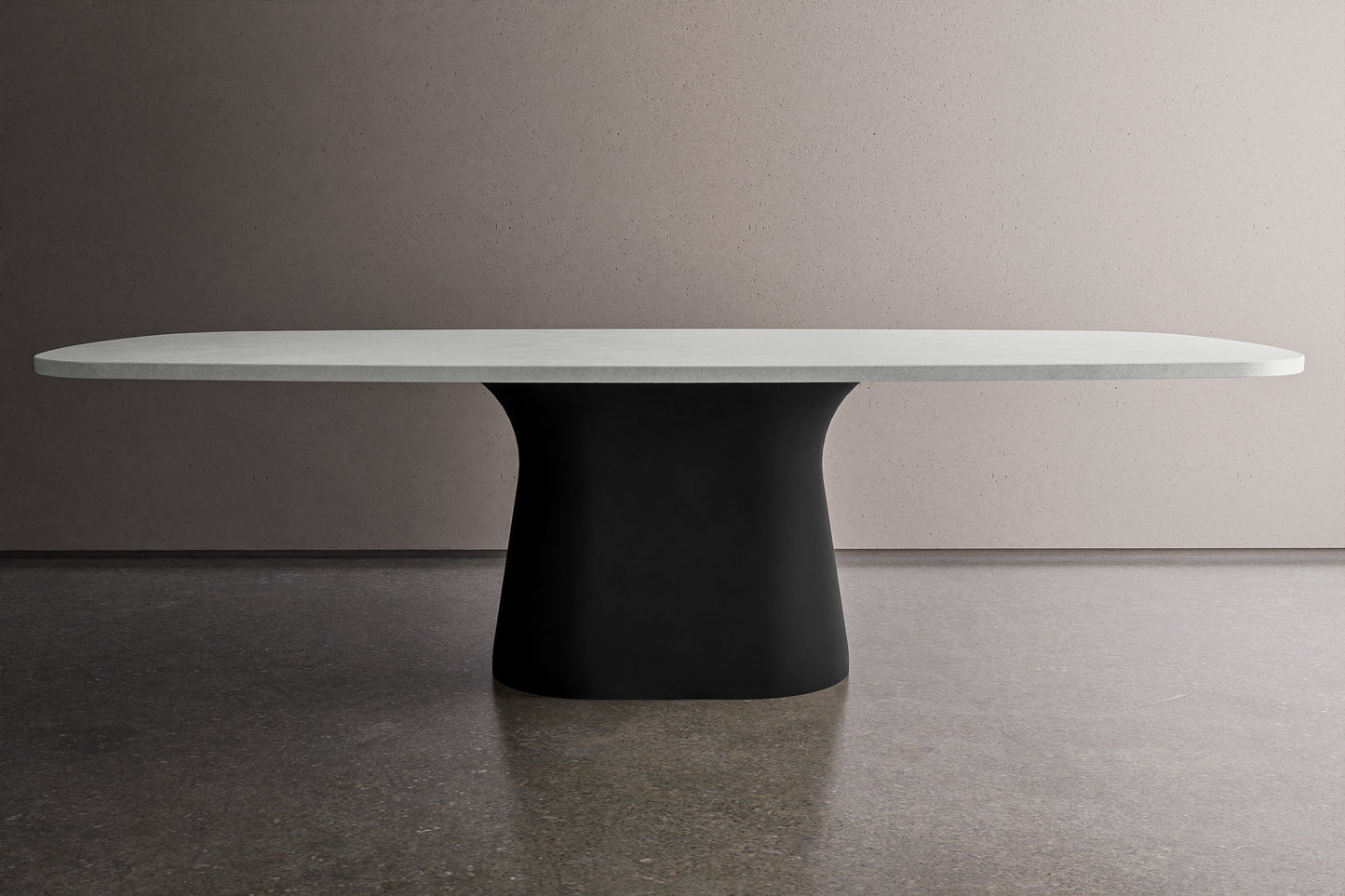 Concrete Smooth Oval Table with Complex Base