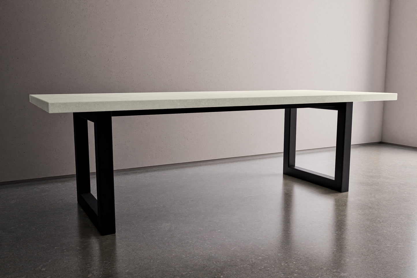 Rectangle Concrete Table with Metal Box Legs