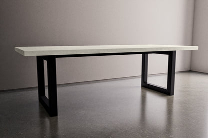 Rectangle Concrete Table with Metal Box Legs