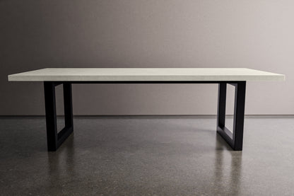 Rectangle Concrete Table with Metal Box Legs