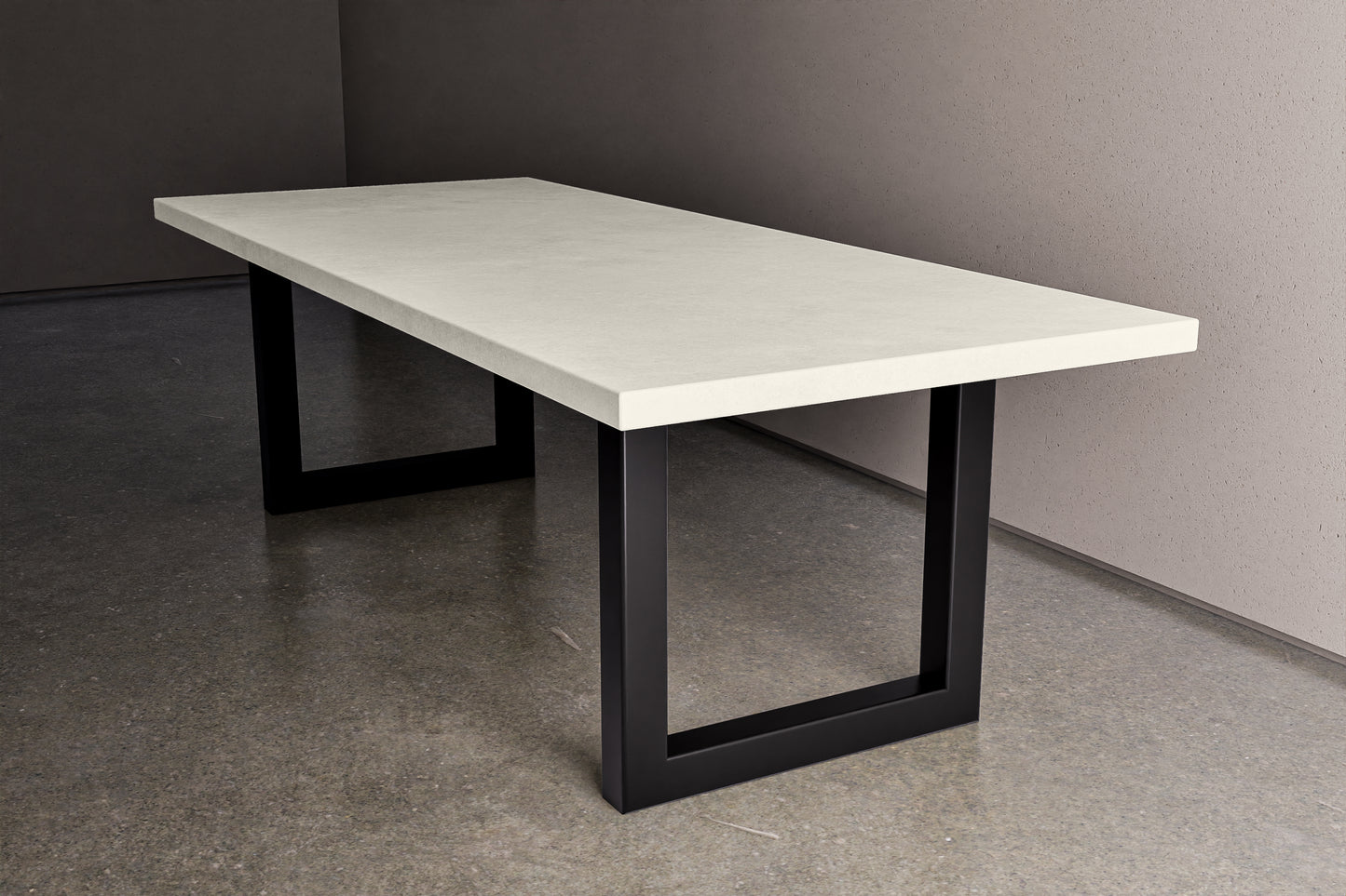 Rectangle Concrete Table with Metal Box Legs