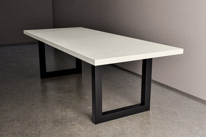 Rectangle Concrete Table with Metal Box Legs