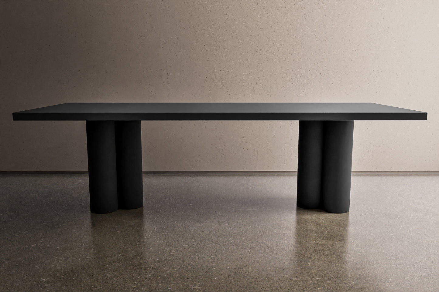 Rectangle Concrete Table with Triple Cylinder Pedestals