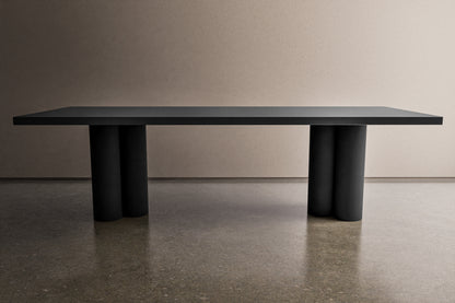 Rectangle Concrete Table with Triple Cylinder Pedestals