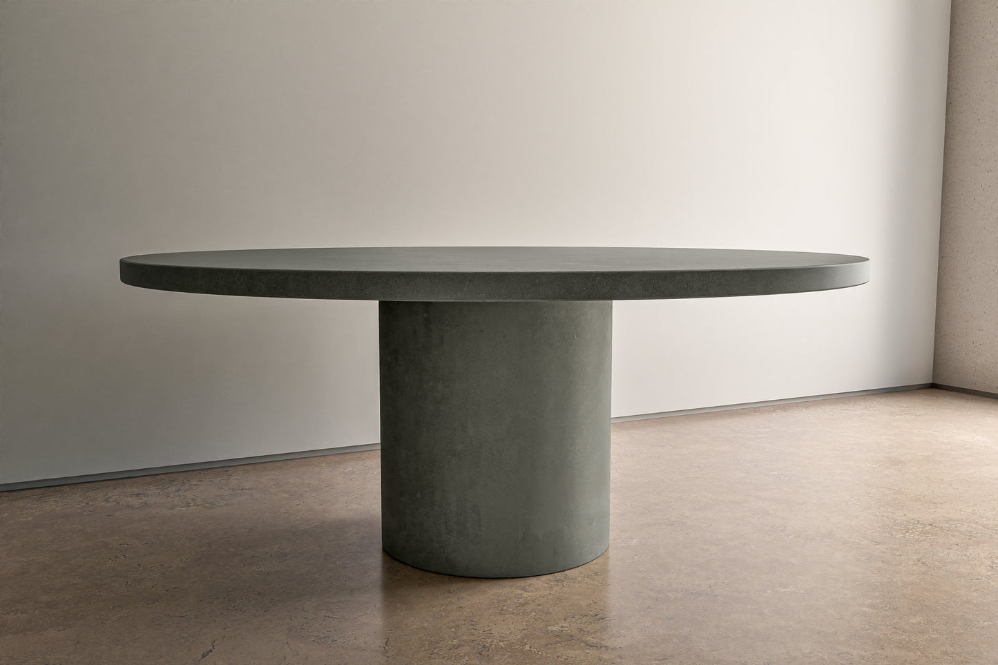 Circular Concrete Table with Central Pedestal