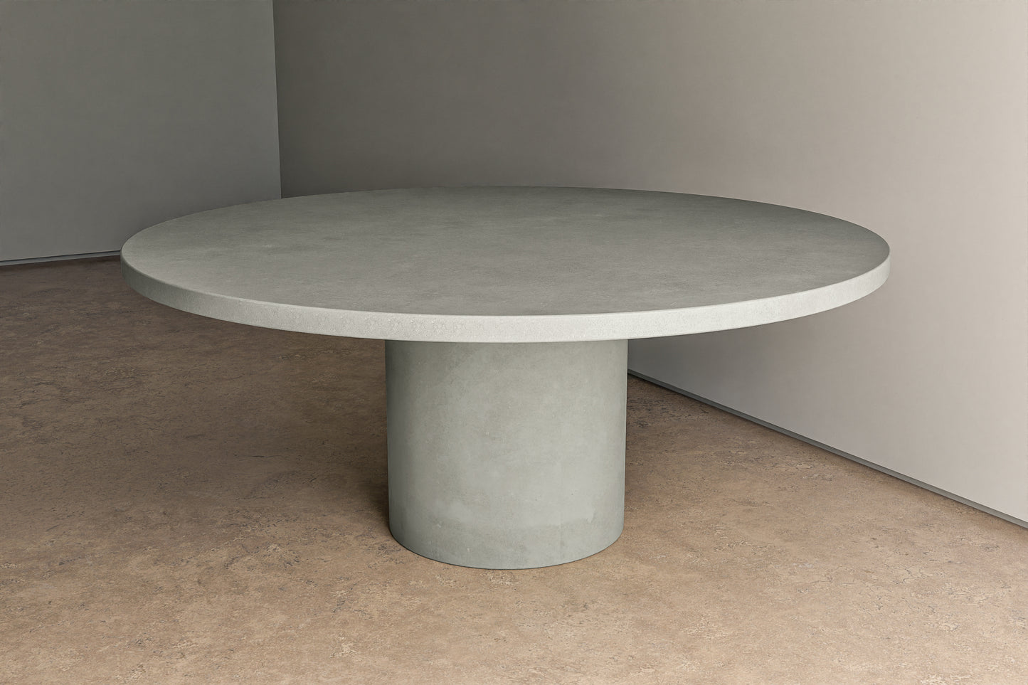 Circular Concrete Table with Central Pedestal