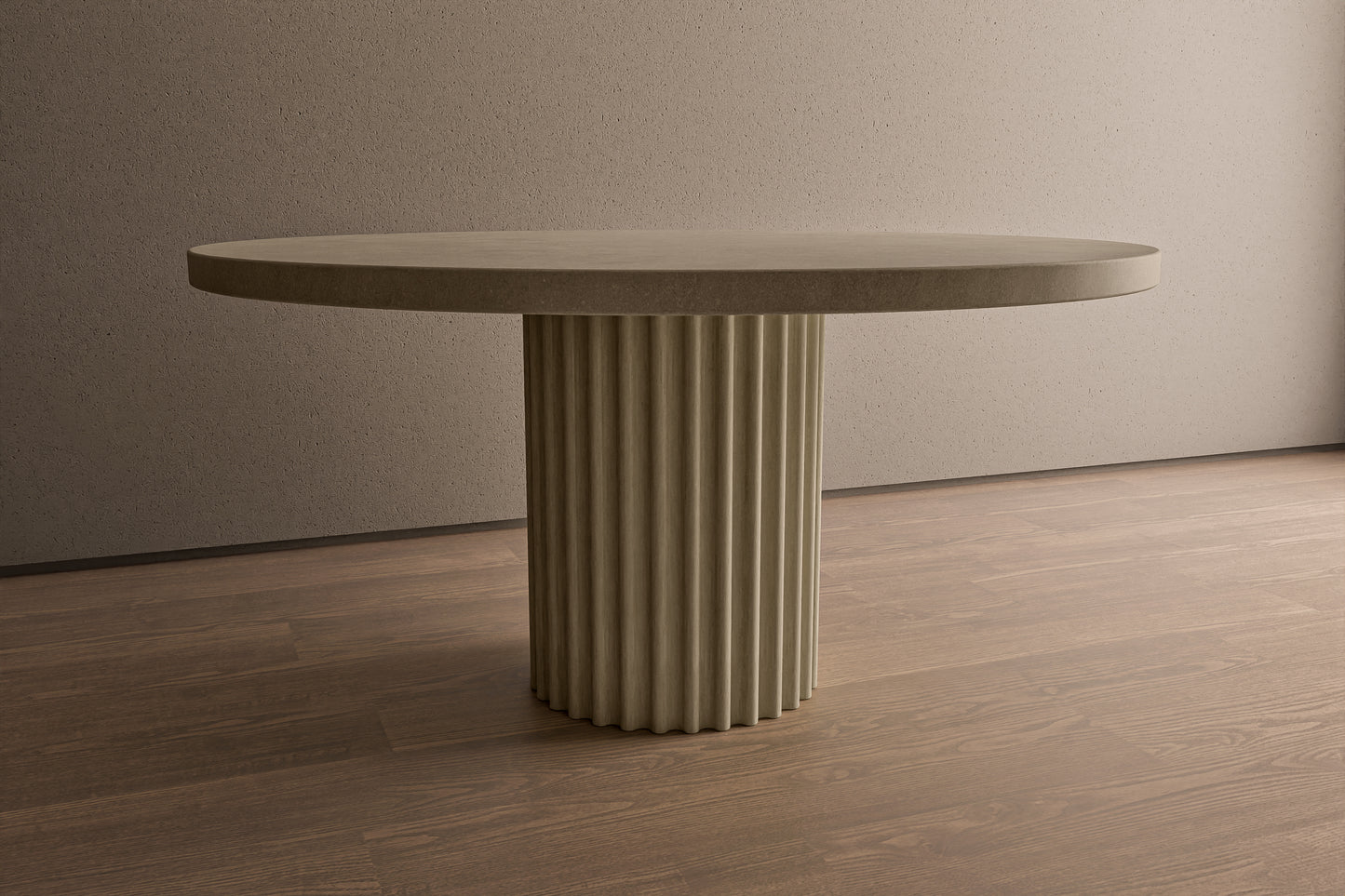 Circular Conrete  Table with Corrugated Pedestal
