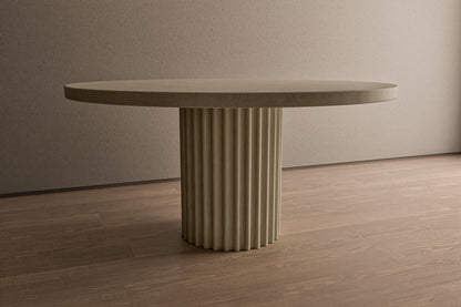 Circular Conrete  Table with Corrugated Pedestal