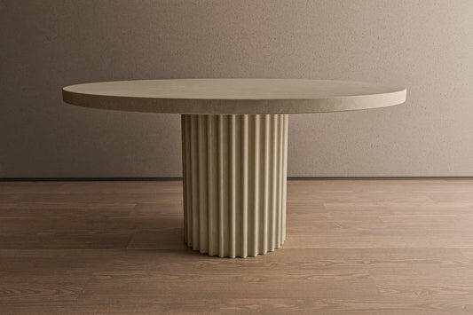 Circular Conrete  Table with Corrugated Pedestal