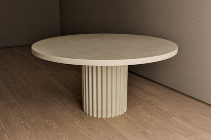 Circular Conrete  Table with Corrugated Pedestal