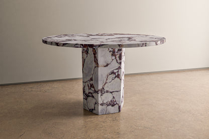 Natural Stone Circle Table with Hexagonal Pedestal