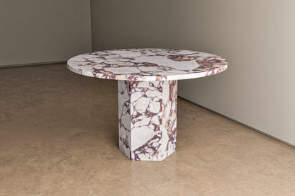Natural Stone Circle Table with Hexagonal Pedestal