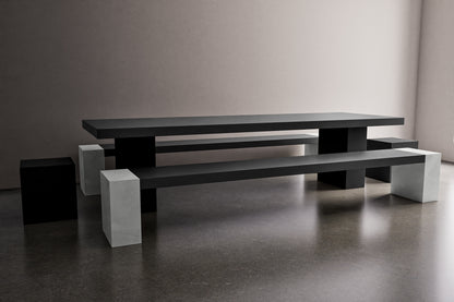 Rectangle Concrete Table with Bench and Blocks