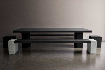 Rectangle Concrete Table with Bench and Blocks
