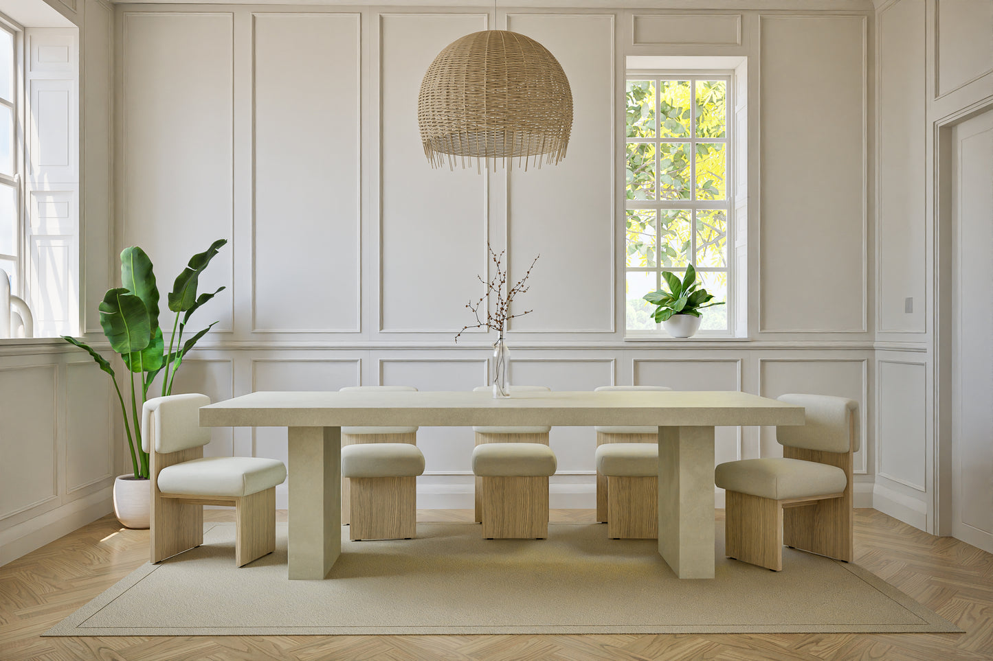Rectangle Table with Block Legs