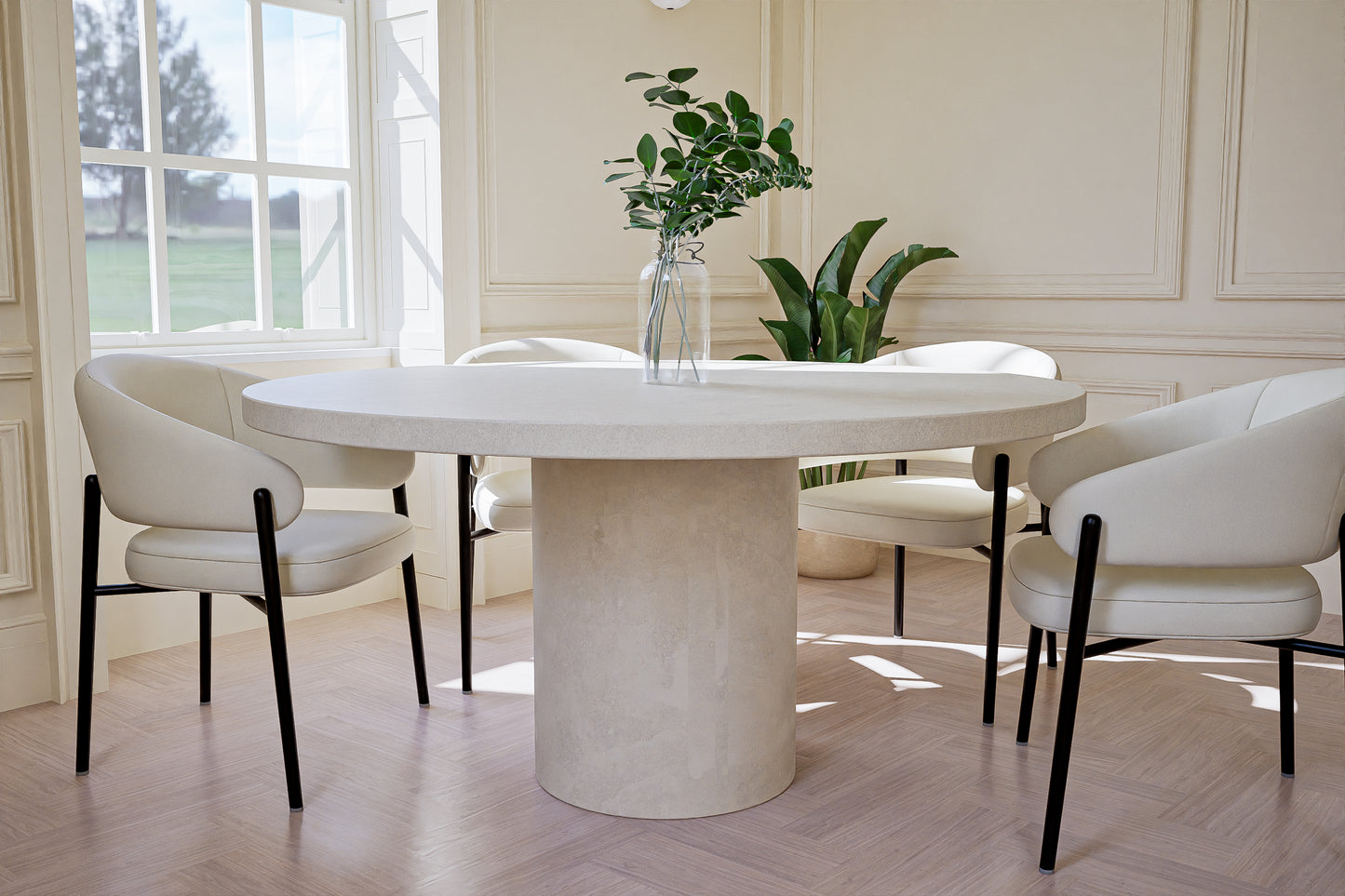 Circular Concrete Table with Central Pedestal