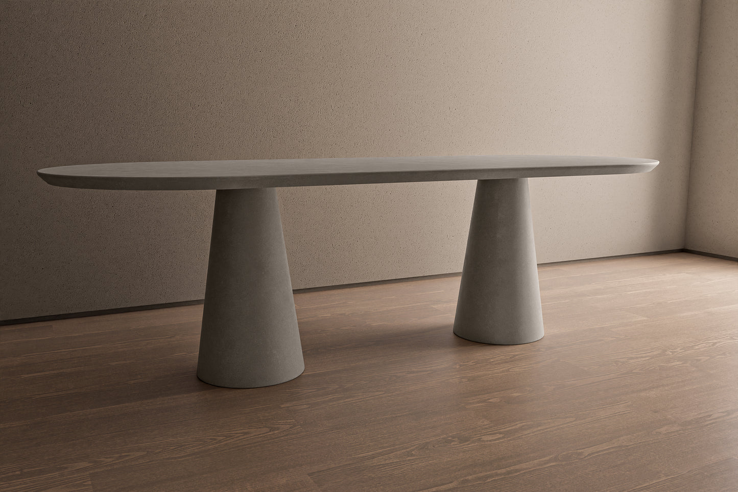 Oval Concrete Table with Cone Base