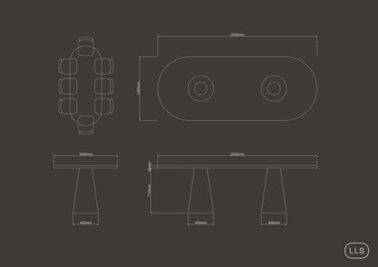 Oval Concrete Table with Cone Base