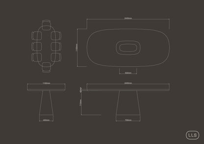Smooth Curved Oval Concrete Table