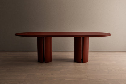 Oval Concrete Table with Contemporary Pedestal Base