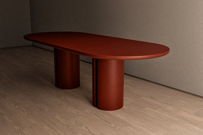 Oval Concrete Table with Contemporary Pedestal Base