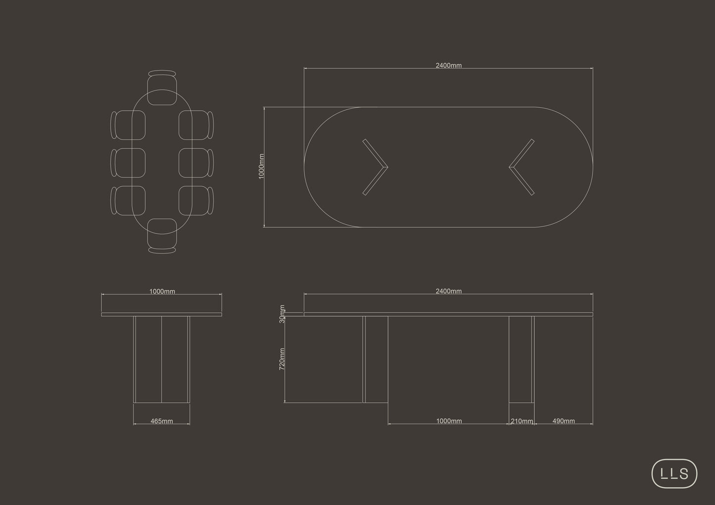 Natural Stone Table with 'V' Base