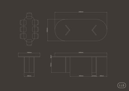 Natural Stone Table with 'V' Base