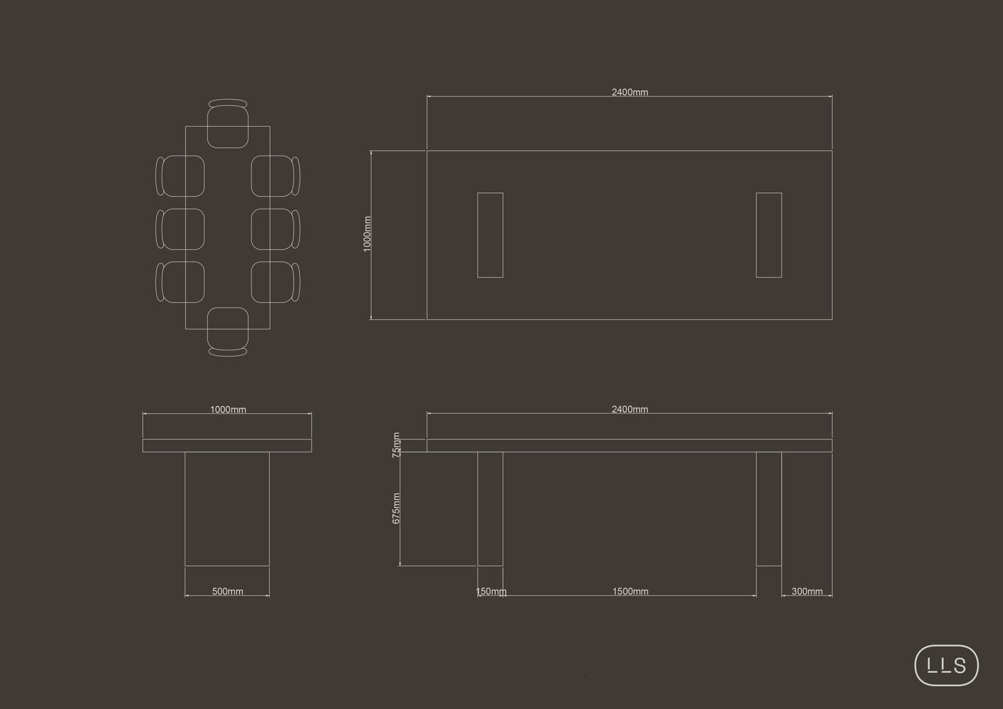 Rectangle Table with Block Legs