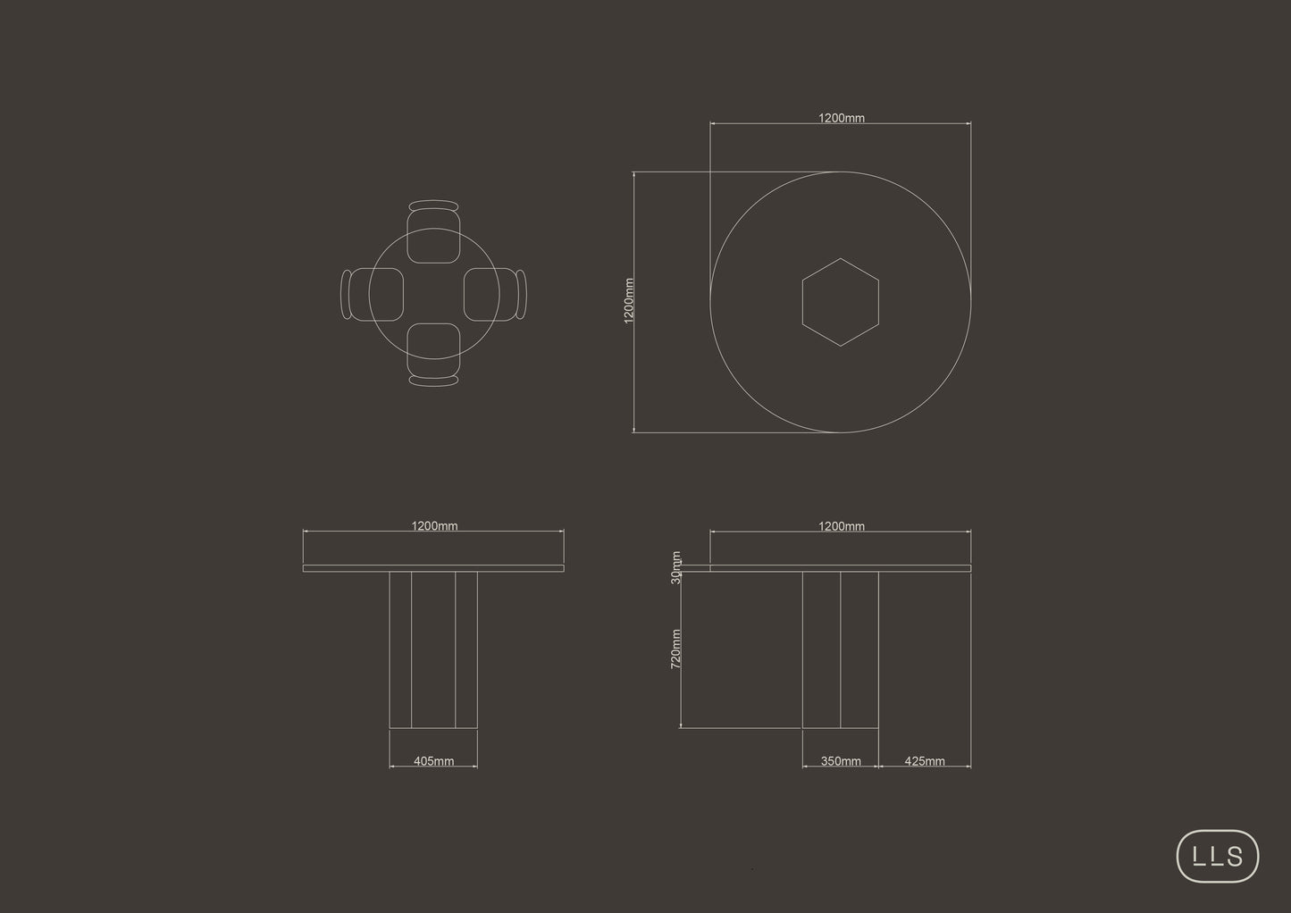 Natural Stone Circle Table with Hexagonal Pedestal