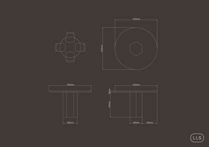 Natural Stone Circle Table with Hexagonal Pedestal