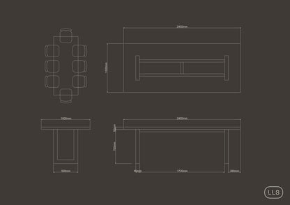 Rectangle Concrete Table with Metal Box Legs